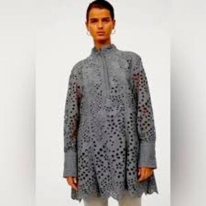 H&M eyelet embroidered scalloped tunic